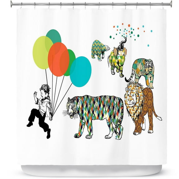 Shower Curtains 70" x 93" from DiaNoche Designs by Marci Cheary - Animal Parade