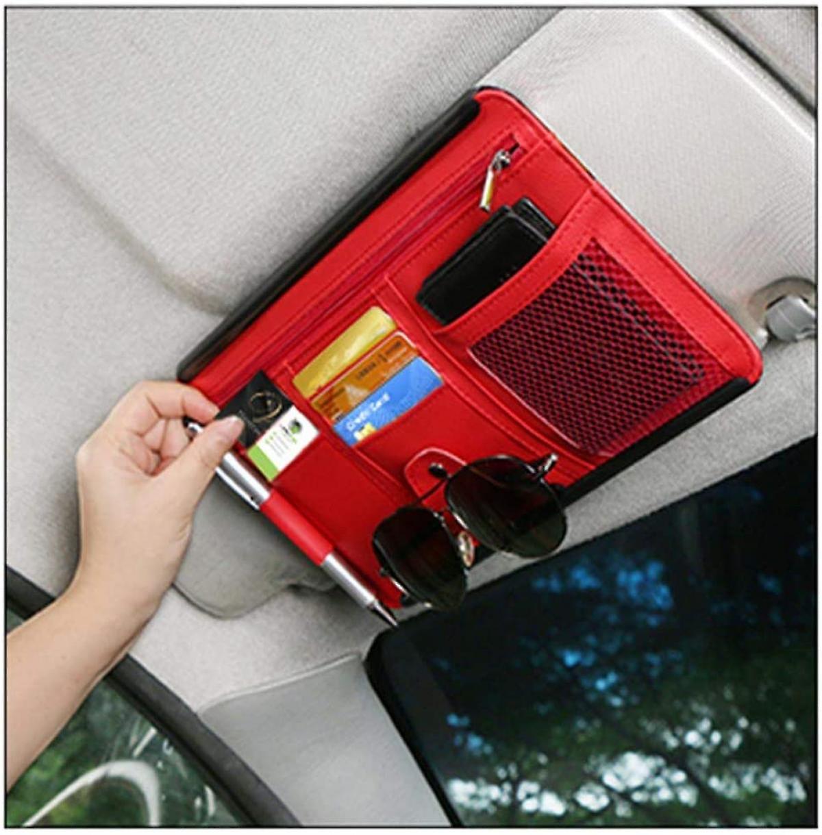 Car Visor Organizer With Adjustable Straps, Auto Interior Accessories Pocket  Organizer, Car Sun Visor Pen Document Holder Storage Pouch (red) 