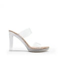 thumbnail image 4 of DREAM PAIRS Women's Clear Two Strap Open Toe High Block Chunky Slip on Dress Heel Sandals, 4 of 5