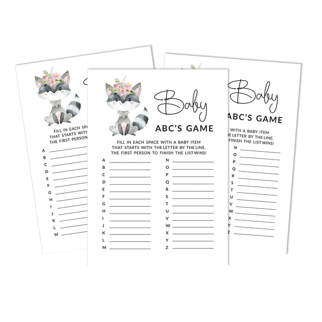 Inkdotpot Jeu de Bébé Raton Laveur Floral Ensemble de 50 Fournitures de Fête Neutres