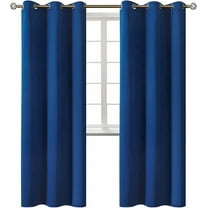 2 panels K68 royal blue color 100 % blackout thermal light blocking drapes for sliding patio window curtain top grommets noise reducing 37" wide X 63" length each panel