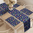 thumbnail image 2 of Ambesonne Cartoon Table Runner & Placemats, Ufo Playful Drawing, Placemat 4 pcs + Runner 12"x72", Indigo and Multicolor, 2 of 2