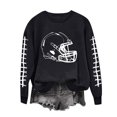 thumbnail image 2 of Mceream Sunday Funday Football Sweatshirts Women Casual Crewneck Game Day Sweatshirt Long Sleeve Funny Football Graphic Shirt Pullover Tops Black L, 2 of 4