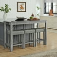 thumbnail image 2 of Jopath 4 Piece Bar Table Set with Power Outlet,Rustic Counter Height Bar Dining Table with 3 Upholstered Stools,Kitchen Table Set for Living Room, Dining Room, Game Room,Gray, 2 of 14