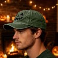 thumbnail image 5 of SYMOID Hall-oween Pumpkin Face Embroidered Dad Hat, Washed Cotton Adjustable Baseball Cap for Men Women Army Green Hats,Size Free Size, 5 of 6