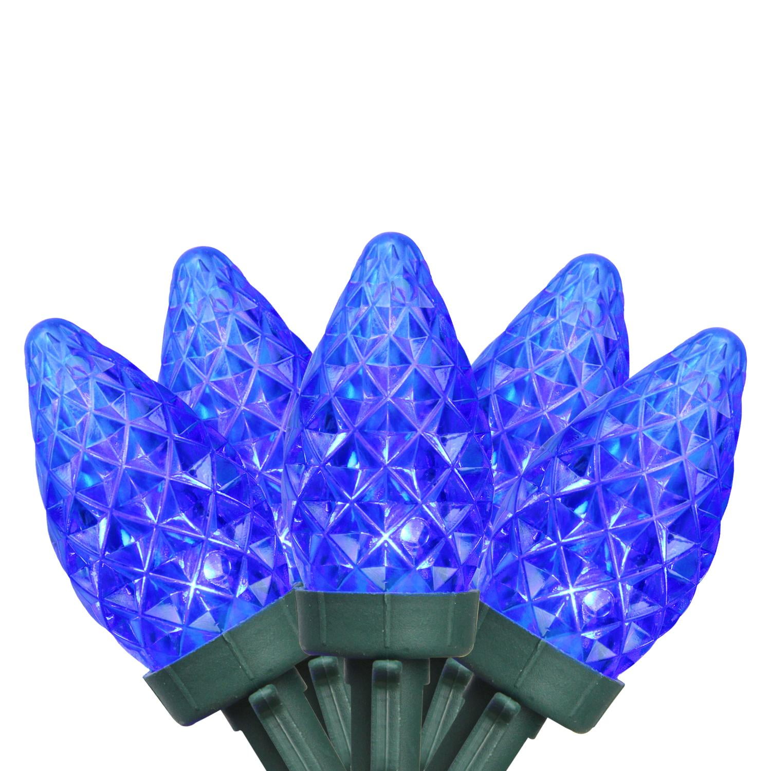Set of 50 Faceted Blue LED C7 Christmas Lights 5" Spacing Green Wire Walmart Canada