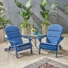 Ariel Outdoor Acacia Wood Folding Adirondack Chairs with Cushions (Set of 2), Navy Blue