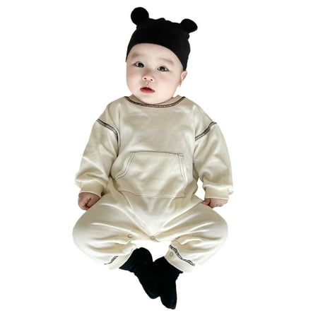 

Newborn Warm Sweatshirt Onesie Romper Kids Toddler Baby Girls Boys Autumn Solid Long Sleeve Romper Jumpsuit Clothes Winter Snow Outfit Clothes(Size:12-18 Months)