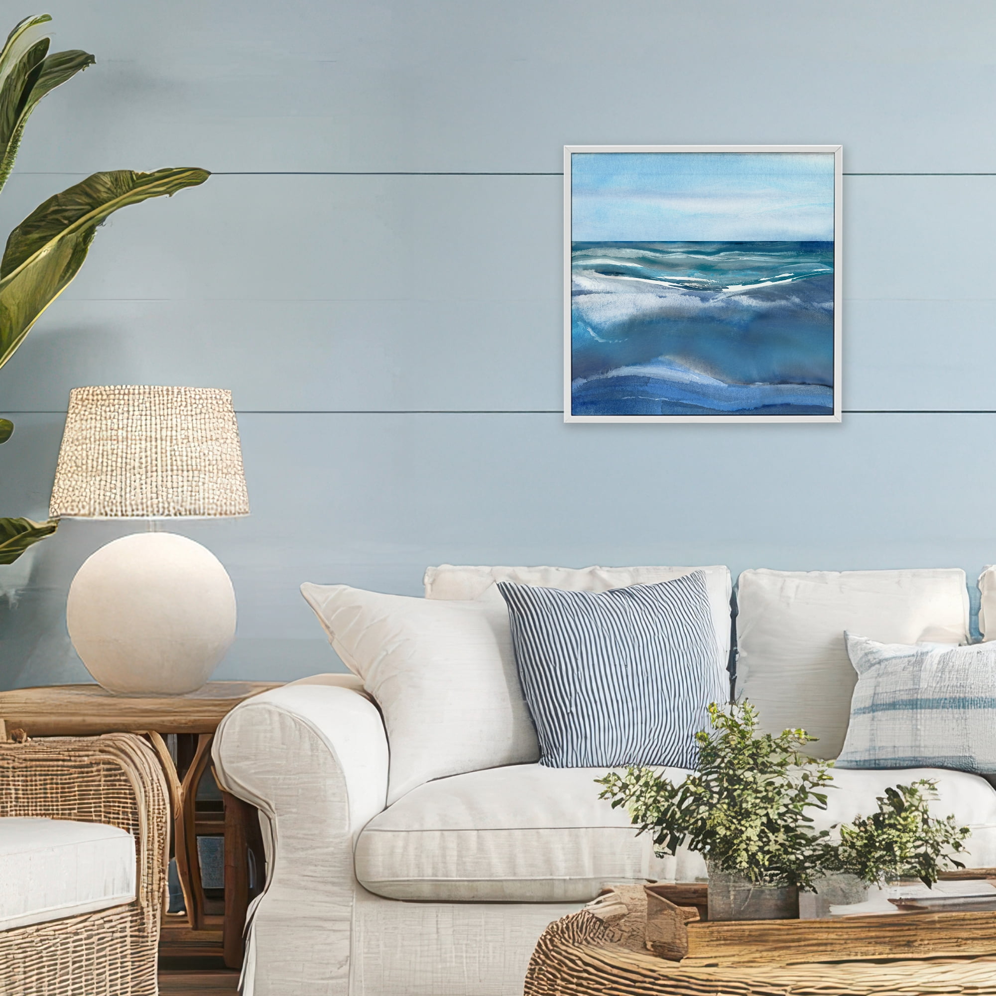 Stupell Industries Calm Seas under Soft Sky White Framed Giclee Art, design by Susan Jill