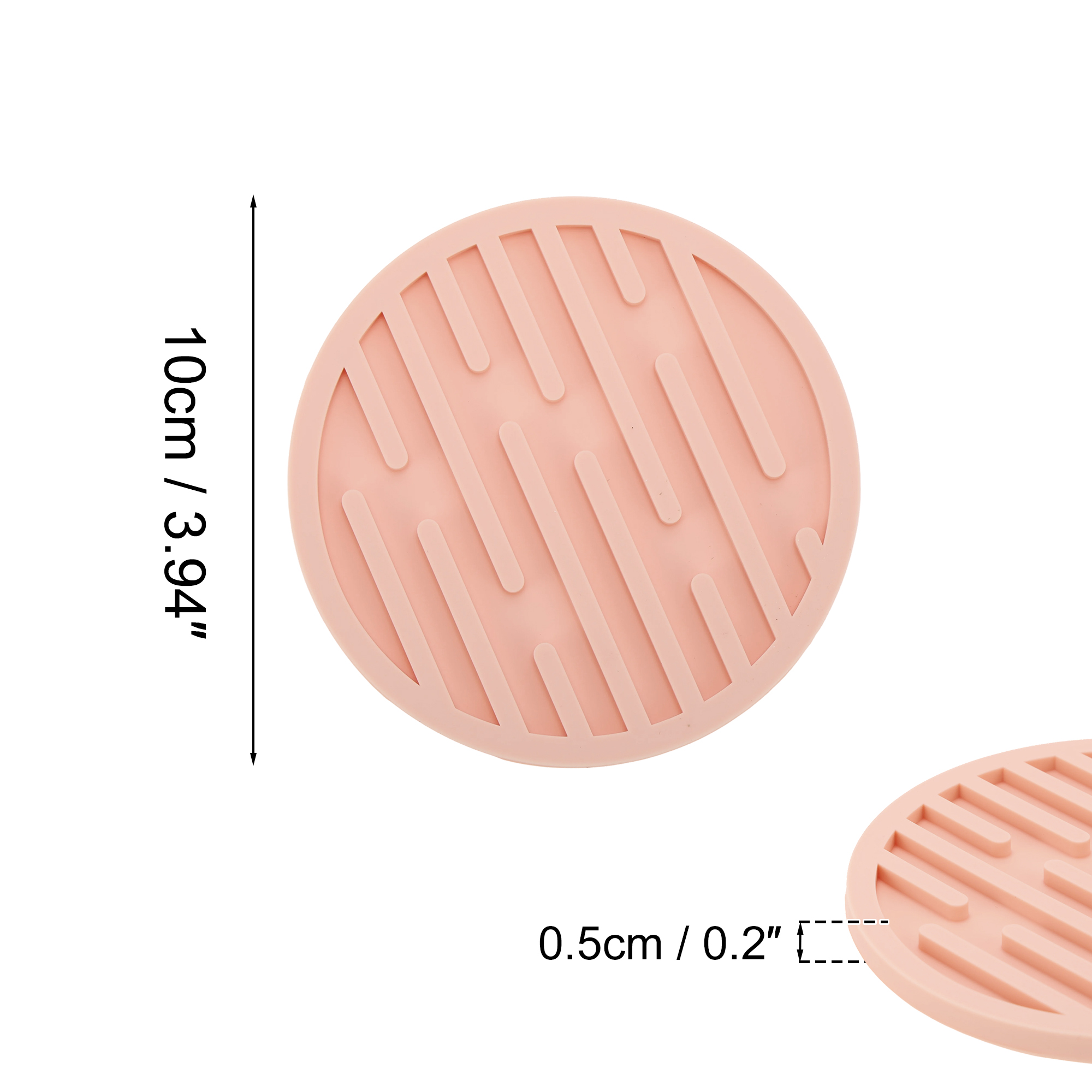 Unique Bargains Water-repellent Stripes Drink Coaster Set Pink