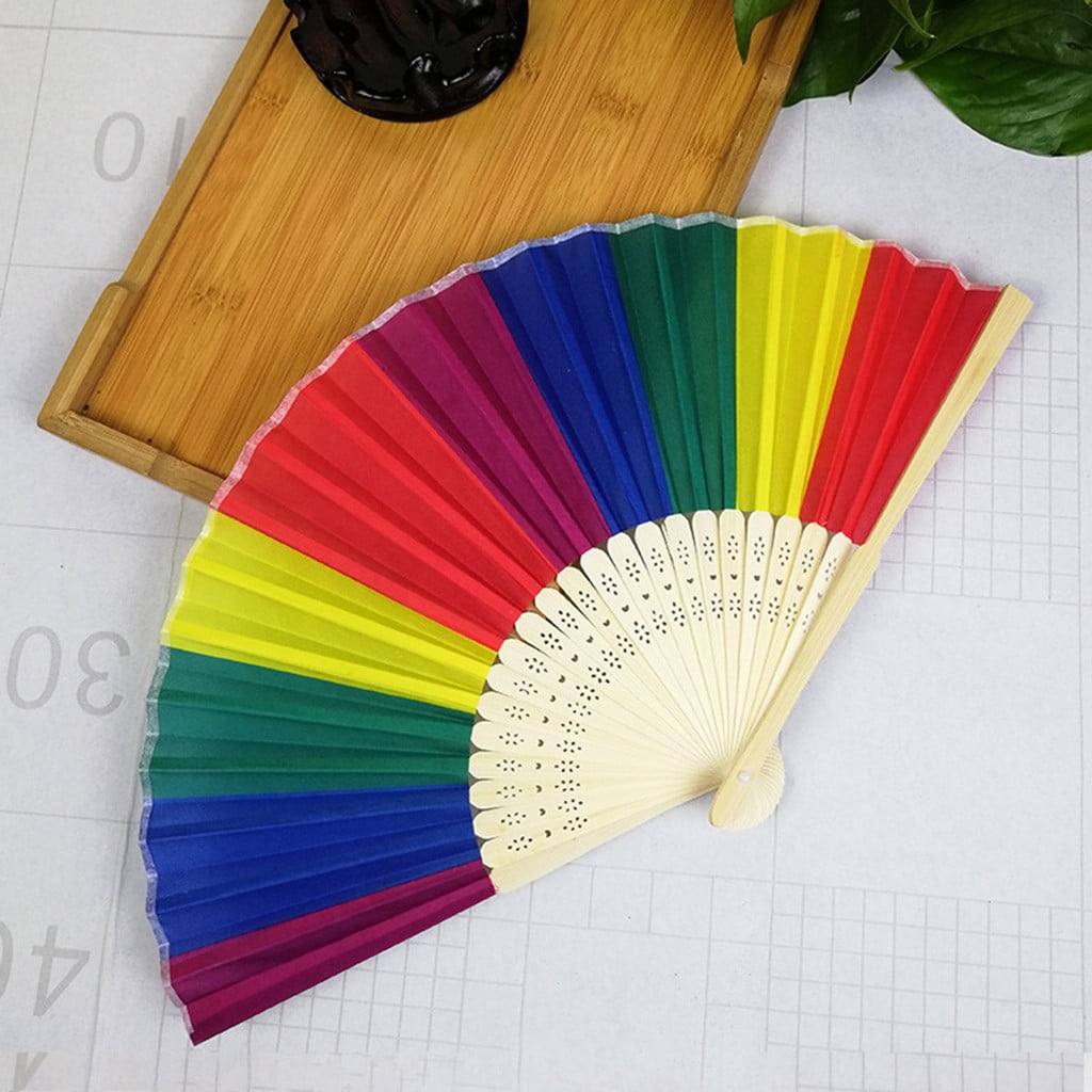 rainbow hand fan