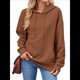 thumbnail image 3 of Sudadera con Capucha para Mujer, Informal, de Larga, con Cordón Ajustable, Estilo Waffle, Holgada, con Bolsillo. Marrón L, 3 of 10