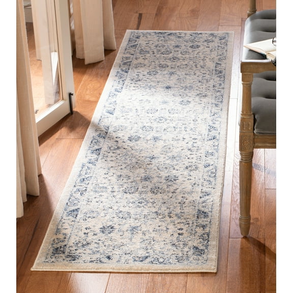 SAFAVIEH Charleston Tangier Floral Runner Rug, Ivory/Blue, 2' x 8'