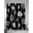 thumbnail image 5 of Fsddascl Coastal Coral Shower Curtain Set - Standard 72" x 72" Washable Bathtub Curtain with 12 Hooks, Summer Beach Black Shells Starfish Ocean Waterproof Fabric Stall Shower Curtains for Bathroom, 5 of 6