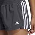 thumbnail image 3 of Adidas Women's Pacer 3 Stripe Woven Polyester Gym Shorts (Grey, XL), 3 of 5
