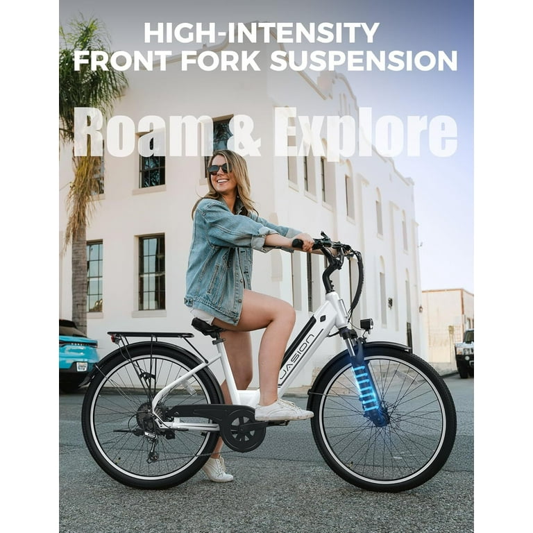 Jasion Roamer ST Electric Bike for Adults 750W City Cruiser Commuter Ebike with 48V 11Ah Removable Battery 26 Step Thru Electric Bicycle Front Suspension and 7 Speed Walmart