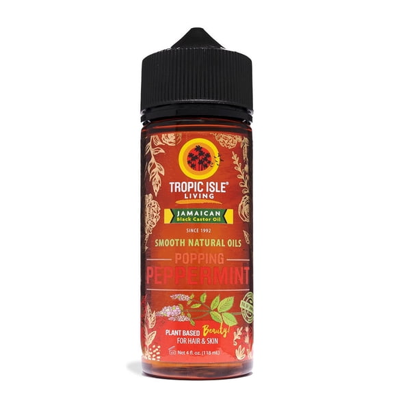 Tropic Isle Living Smooth Natural Oils 4 fl oz - Jamaican Black Castor Oil with Peppermint Essential Oil Blend