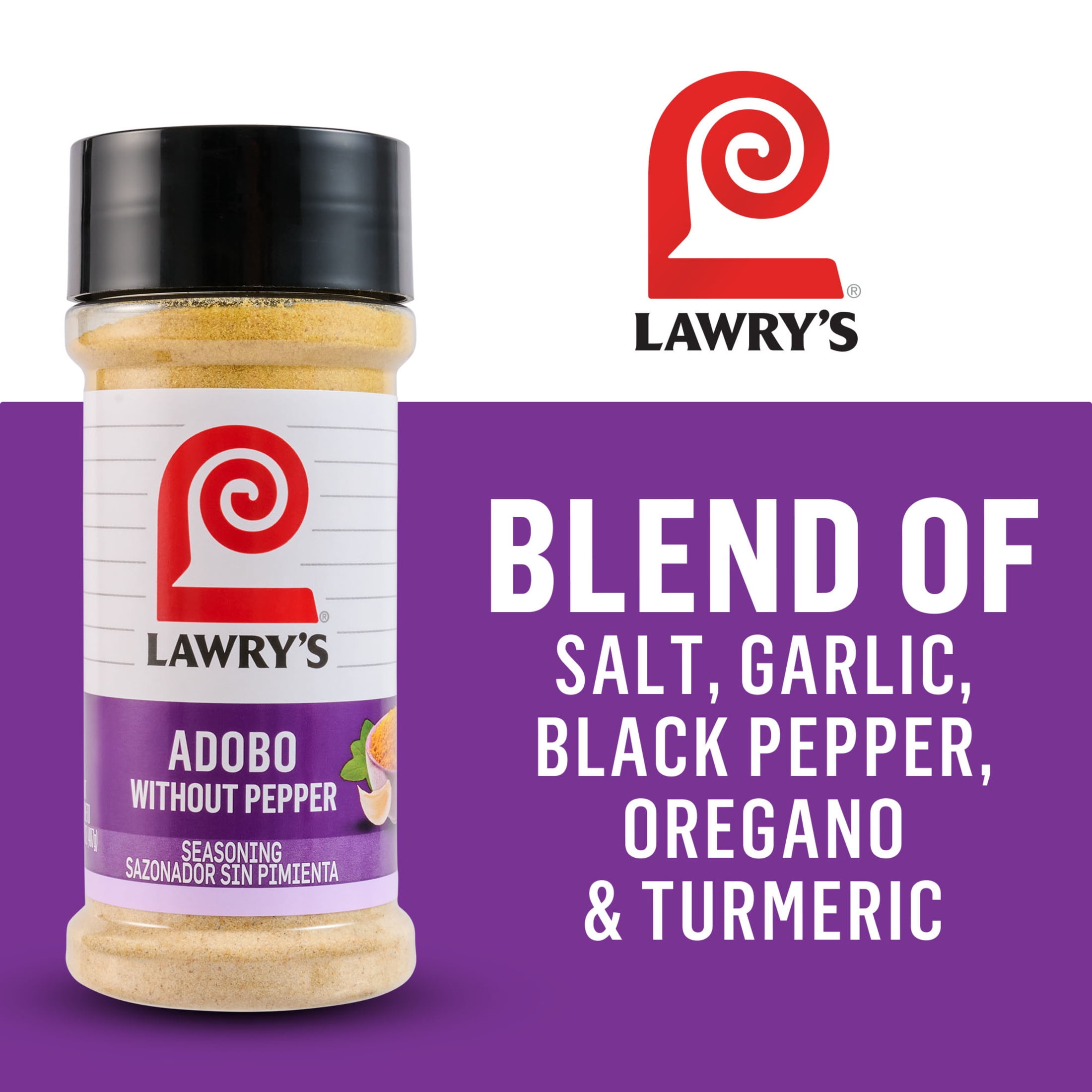 (12 pack) Lawry's Kosher Adobo Seasoning Without Pepper, 14.37 oz Bottle
