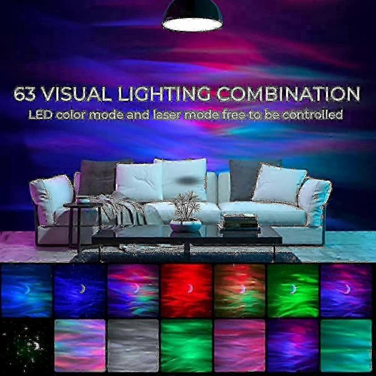 Northern Lights Star Projector, Aurora Galaxy Projector with White Noise, Starry Sky & Moon Projection, Relaxing Night Light for Bedroom Decor