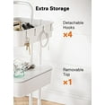 thumbnail image 4 of 3 Tier Rolling Cart with Table Top, White Utility Cart with Wheels & 4 Hooks for Home Storage and Organization, 4 of 4