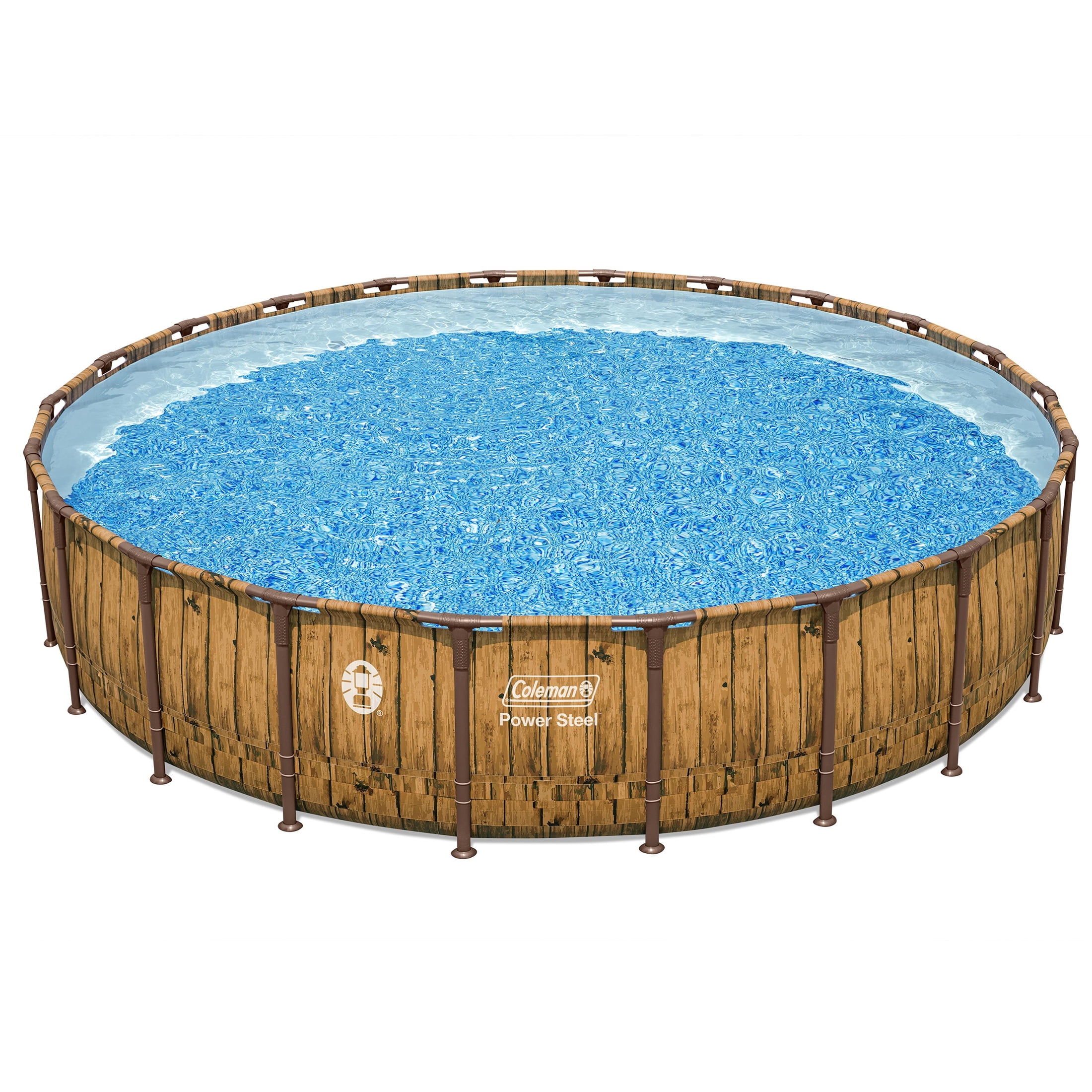 Coleman Power Steel 22' x 52" Round Metal Frame Above Ground Pool Bundle Including Pool Filter, Pool Skimmer, Floating Chlorine Dispenser and Chlorine Tablets