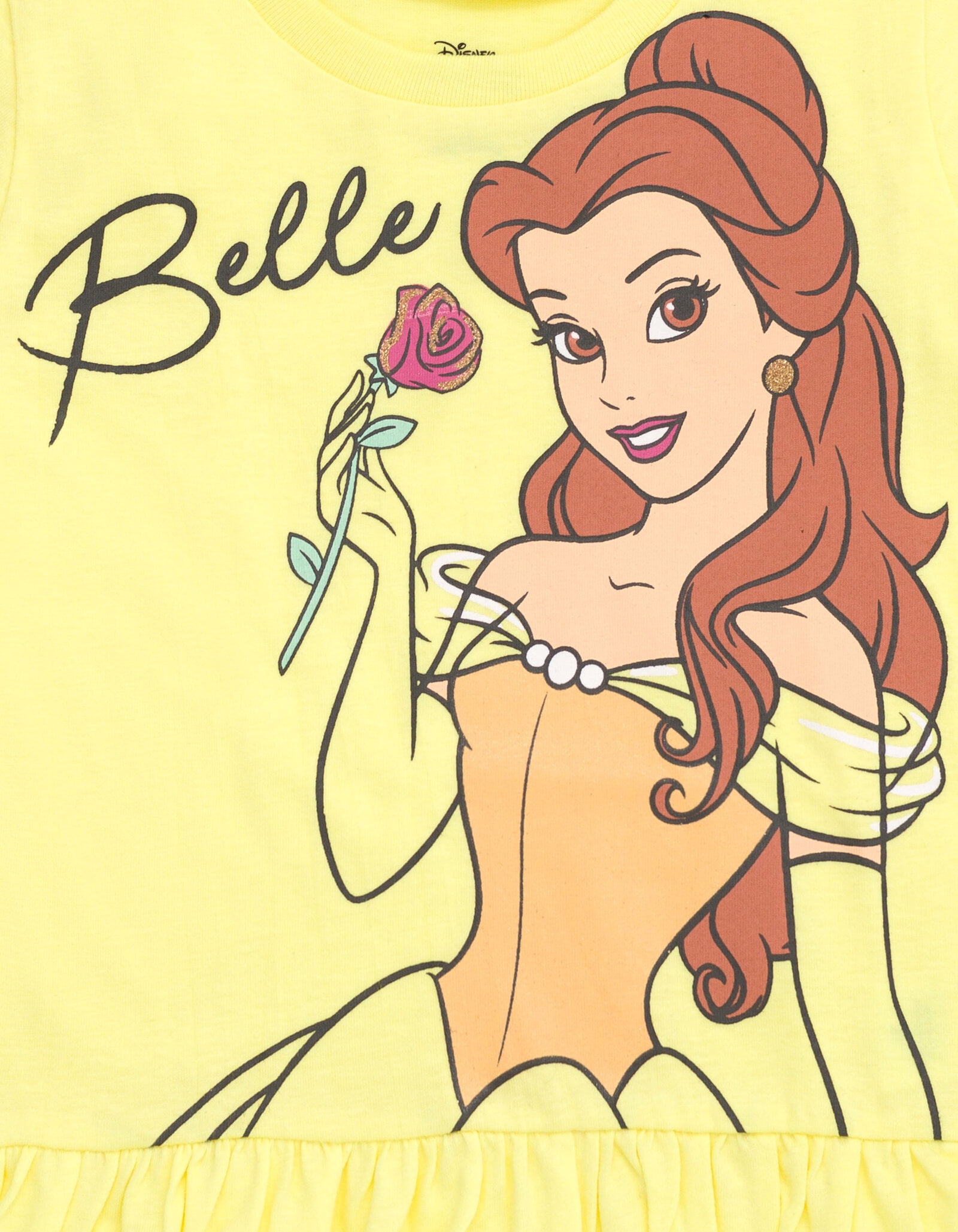 Disney Beauty and the Beast Little Girls' 2-Piece Tee and Leggings Set Belle Yellow Floral