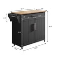 thumbnail image 5 of Pingliang Home 35" Kitchen Pantry Cabinet Kitchen Island with Storage,Wood Top Cart with Wheels,Fits for Home Coffee Bar, 5 of 9
