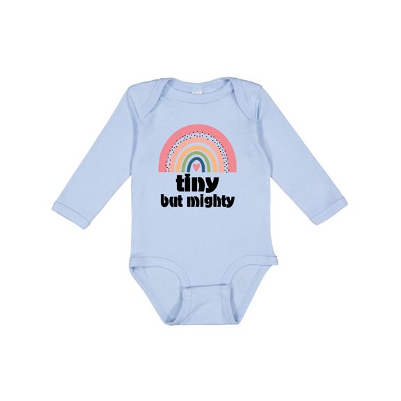 Inktastic Tiny but Mighty Rainbow Nicu Girls Long Sleeve Baby Bodysuit