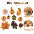 thumbnail image 2 of Artificial Fall Harvest Decor Set 70 Pcs Fake Pumpkins Maple Leaves Pinecones Acorns Gourd Table Centerpiece Accents with Rustic Charm for Thanksgiving Halloween Display in Home Office, 2 of 5