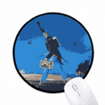 thumbnail image 1 of Dessin Animé Fond Bleu Grotesque Illustration Tapis de Souris Bureau Rond Mat pour Ordinateur, 1 of 2