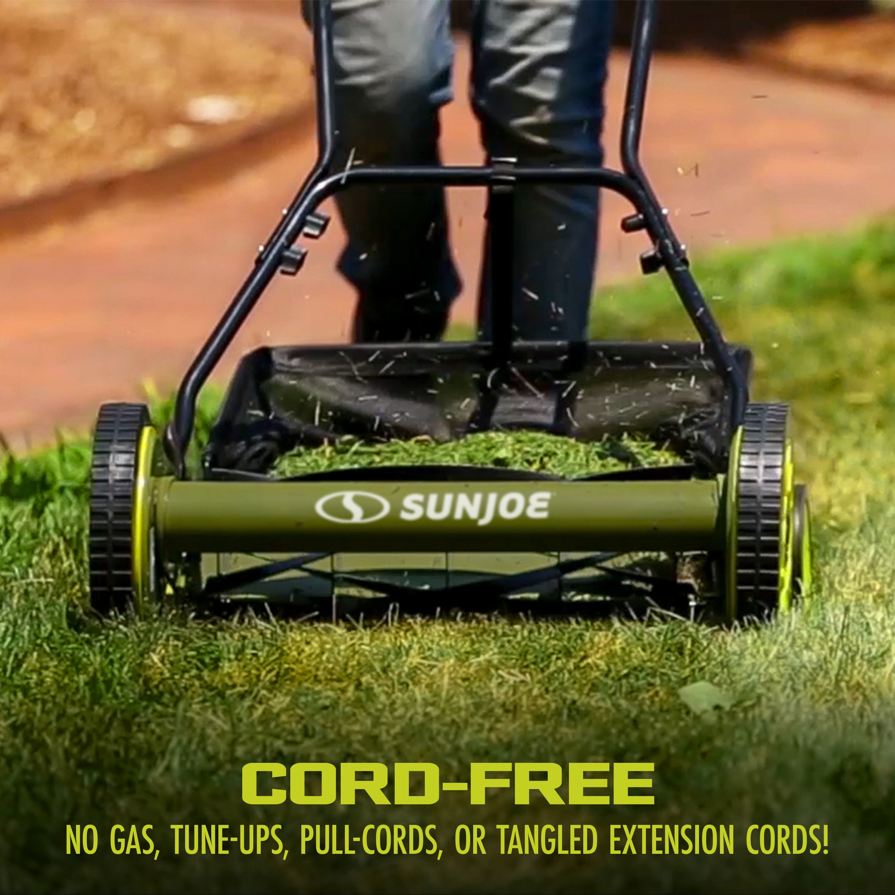 Sun Joe 18-inch 5 Blade Manual Reel Mower with Grass Catcher, 9-Position
