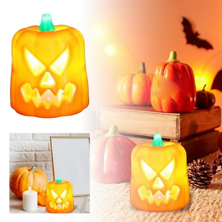 

Pumpkin Electronic Candle Decoration Prop Portable Candlestick Night Light Festival Atmosphere Ornament