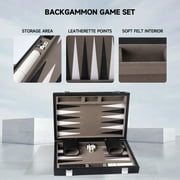 GSE Games & Sports Expert Premium Leather Backgammon Board Game Set. Classica Folding Backgammon Game with Game Pieces