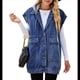thumbnail image 2 of Chaleco Vaquero Sin Mangas para Mujer con Capucha Extraíble Azul Profundo S, 2 of 10