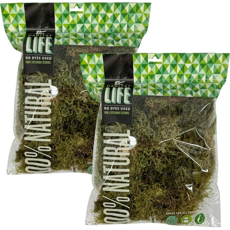 Quality Growers The Habitat Life - Natural Deco Moss - for Reptiles, Amphibians & Invertebrates Terrariums - Humidity Control - Natural Look & Feel - Soft Surface - Dye-Free & Safe - Medium - 2 Pack
