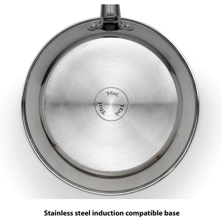 T-fal Platinum Stainless Steel with Nonstick Cookware Set 12 Piece  Induction Oven Broiler Safe 500F Pots and Pans, Dishwasher Safe Silver