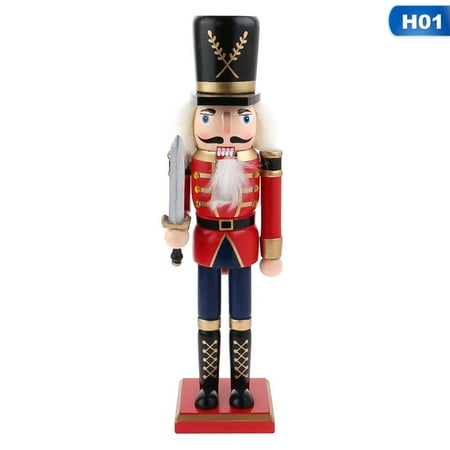 Christmas Home Accessories KABOER 30Cm Handpainted Wooden Nutcracker Figurines Christmas Ornaments Dolls For Friends And Kids Home Decoration Accessories ()