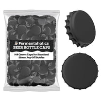 Black Bottle Caps - Oxygen Absorbing - Standard Size - 26 mm - Pry-Off Crown Beer Cap