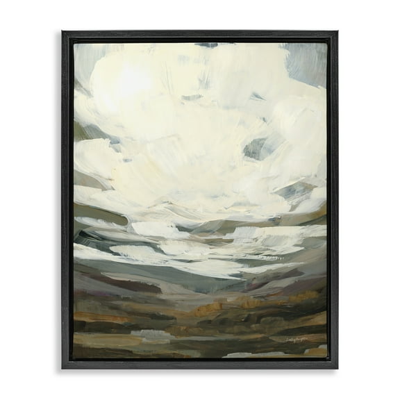 Stupell Industries Cloudy Abstract View Landscape Painting Black Floater Framed Art Print Wall Art, 17 x 21