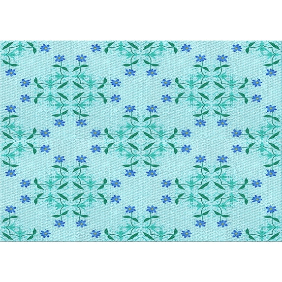 Ahgly Company Machine Washable Indoor Rectangle Transitional Tron Blue Area Rugs, 5' x 8'