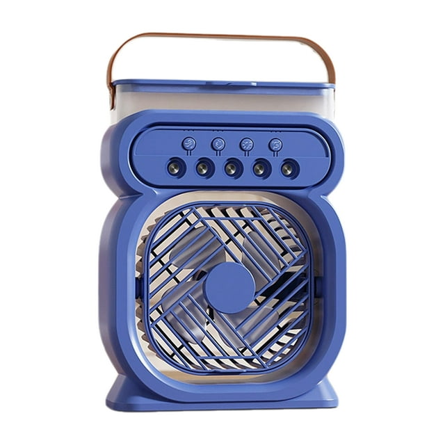 Naiovety Ventilador enfriador de aire con batería de gran capacidad ABS con luz nocturna LED, tanque de agua de gran capacidad de 450 ml, mini Electrodomésticos azul