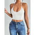 thumbnail image 2 of Womens Spaghetti Strap V-Neck Ribbed Tank Tops for Women 2025 Slim Fitted Soft Camisole Basic Layering Shirts White M, 2 of 7