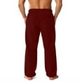 thumbnail image 3 of Fabrcox Mens Flannel Pajama Pants Big and Tall Pajama Bottoms with Pockets Elastic Waist Winter Warm Casual Mid Waisted Home Pajama Bottoms Wine 2XL, 3 of 4