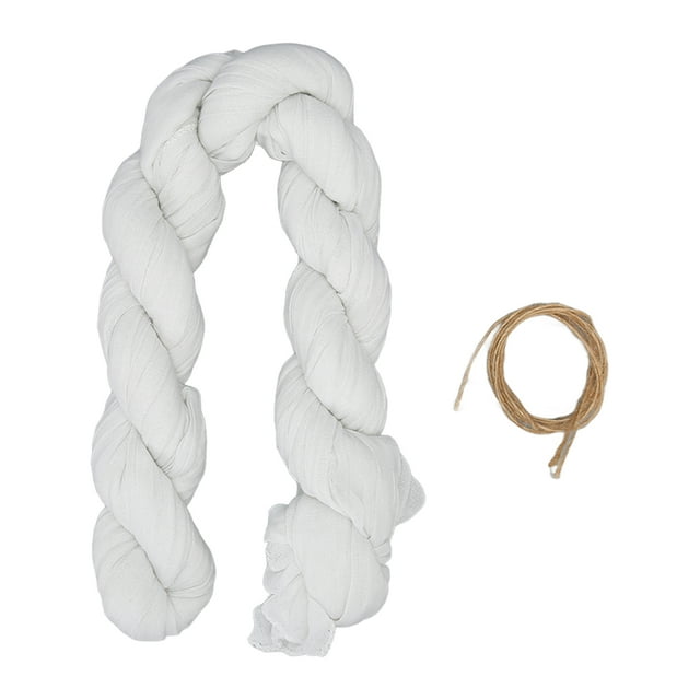 Camino de mesa de gasa blanca de 3 m de largo, romántico, rústico, suave, agradable para la piel, decorativo, para centros de mesa de boda.