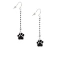 thumbnail image 2 of Delight Jewelry Silvertone Large Black Paw - Silver-tone Long Sparkle Dangle French Earrings, 2 of 4