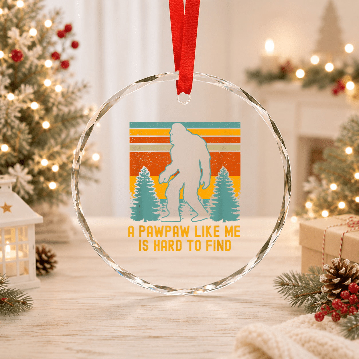 A Pawpaw Like Me Is Hard To Find Bigfoot Grandpa Glass Ornament