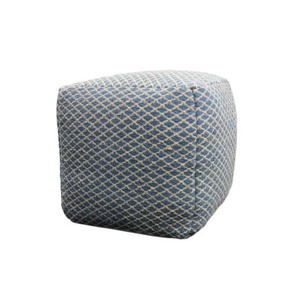 Lia 18" Pouf Upholstered in Soft Blue Fabric
