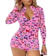 thumbnail image 3 of Seyurigaoka Women Stylish Butterfly Print Romper Long Sleeve Zipper Jumpsuit Fashion Loungewear for Ladies, 3 of 7