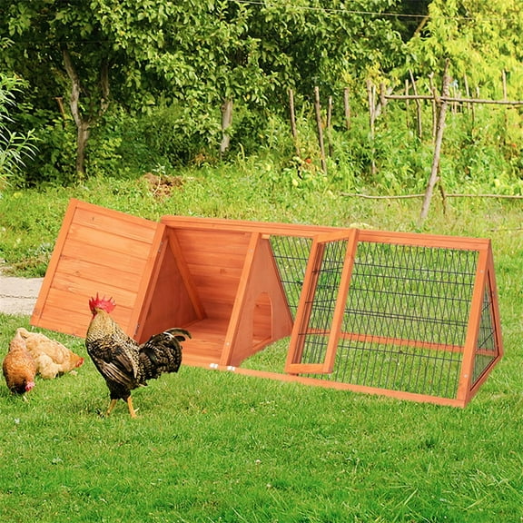Pefilos 50" Wooden Rabbit Hutch Outdoor Guinea Pig Hutch Indoor Pet Cages for Small Animals Chicken Running Cage Pet Triangle House