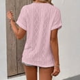 thumbnail image 4 of LWavelet Women's Ribbed Knit T-Shirt Short Sleeve Tops V-Neck Casual Slim Fit Lightweight Basic Tee Pink XL, 4 of 5